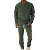 Men's Winter Fleece Tracksuit Sets  Stand Collar Sweatshirt Cargo Sweatpants 2 Piece Jogging