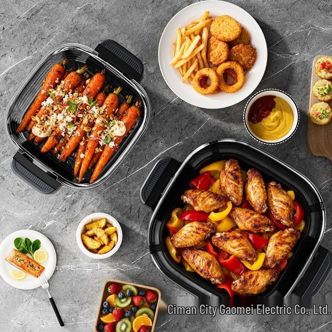 2025 New Cross-Border Glass Double Pot Air Fryer - Large & Small Pots