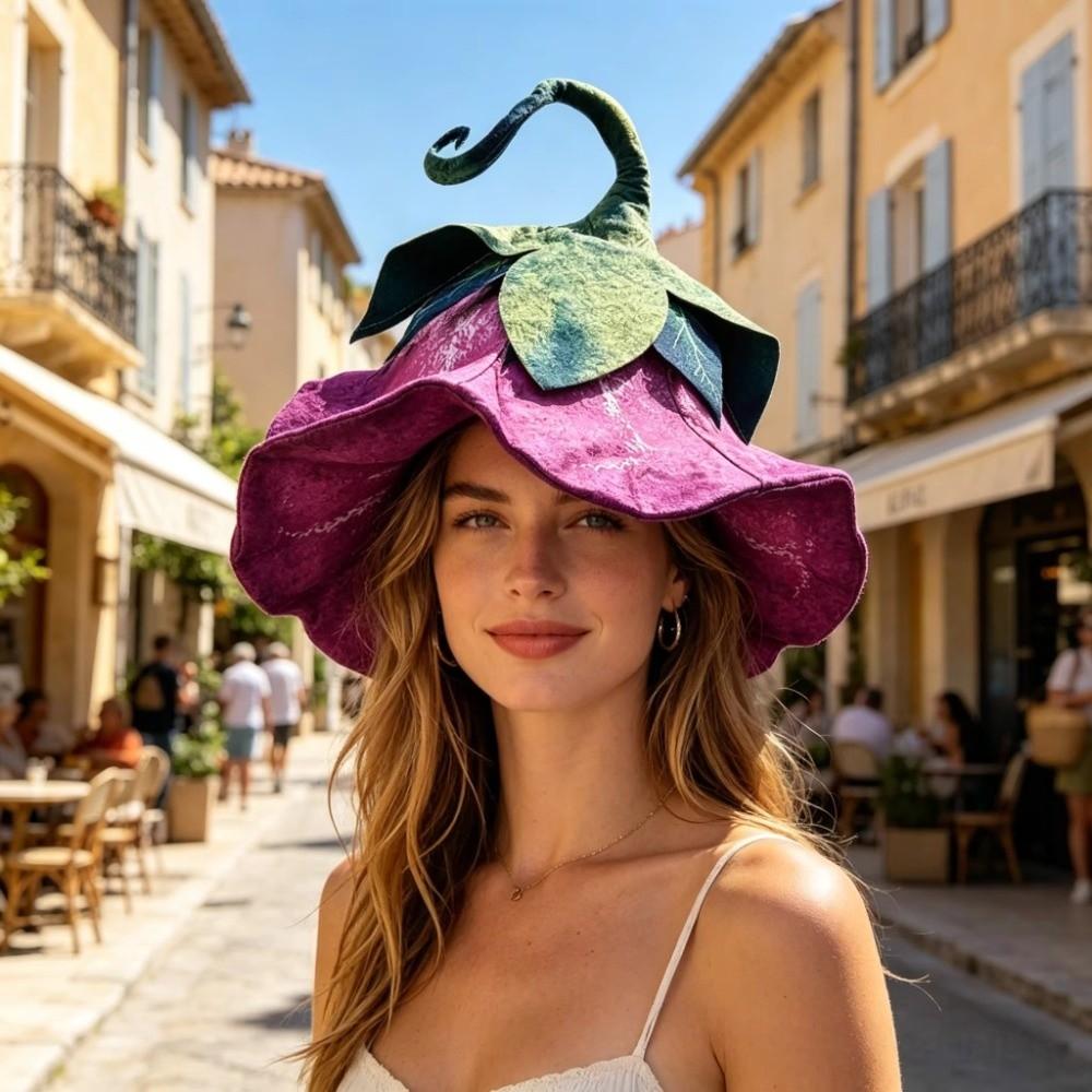 Vintage Flower Witch Hat Comfortable Elastic Fit Floral Stage Costume Hat Party Photo Accessory