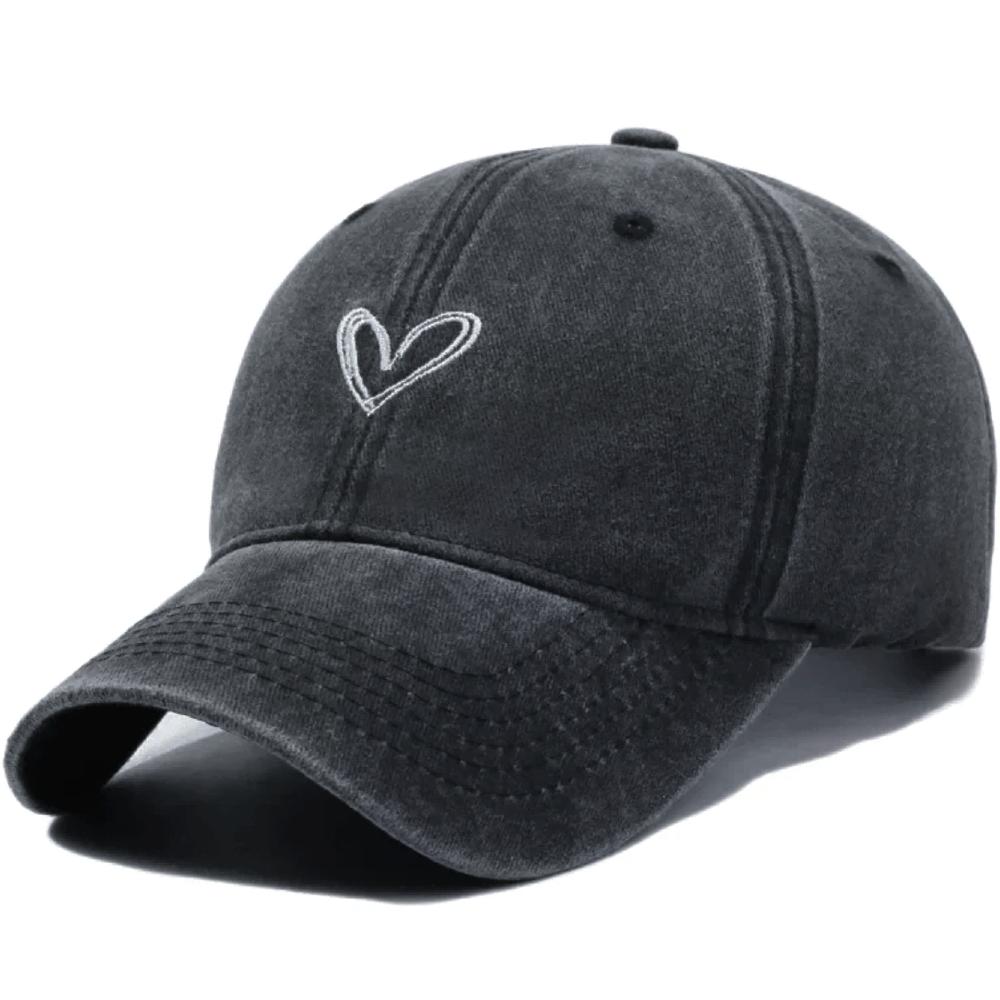 Vintage Heart Love Cap Baseball Washed Women'S New Brand Latest Fresh Hats Casual Adjustable Sun Shade Cap For Woman Streetwear Outdoor Dad Hat