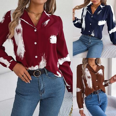 Camicia a maniche lunghe con colletto a righe e colori a contrasto per temperamento
