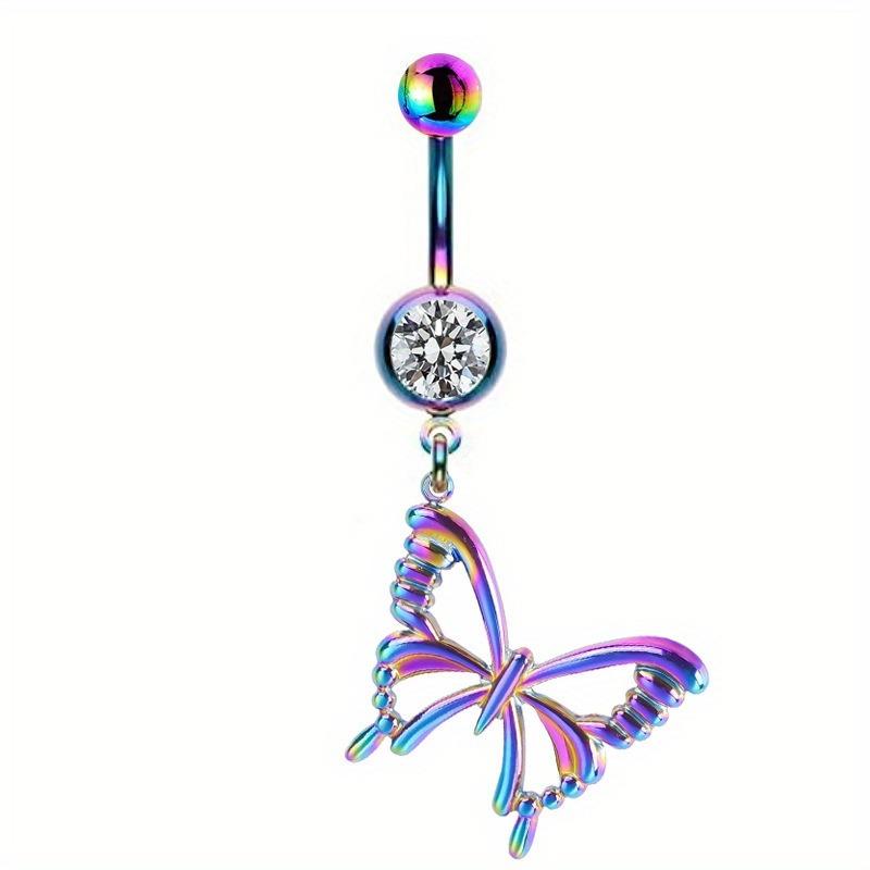 1pc Stainless Steel Gradient Blue Purple Animal Planet Navel Ring Alien Piercing Navel Ornament