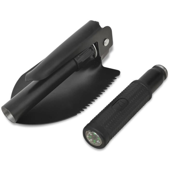 Pelle pliable - vidaXL - Multifonctionnelle - Acier au carbone - Couleur noire - Légère