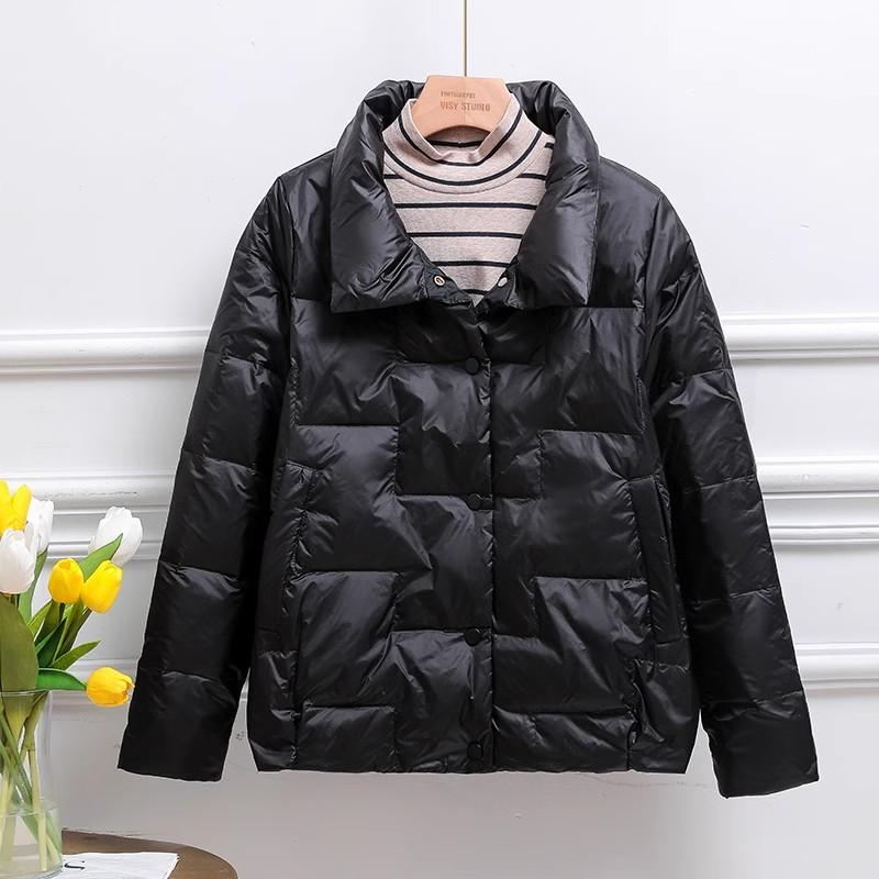 

Весенне-осеннее женское ультралегкое пальто на утином пуху, женские ветровки, куртки, женские зимние пуховики, 90% пальто на белом утином пуху XL чёрный