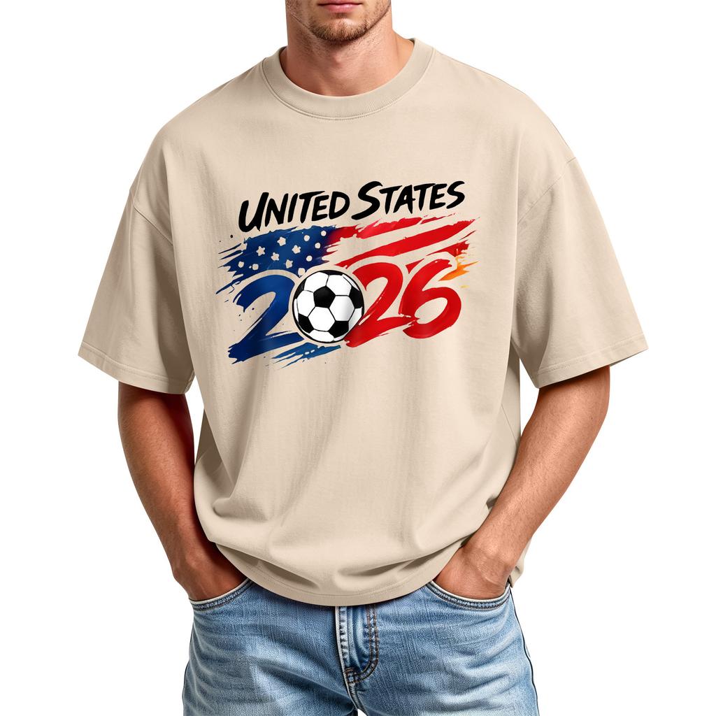Men's Printed Round Neck T-Shirt Casual Sports Short-Sleeve Top