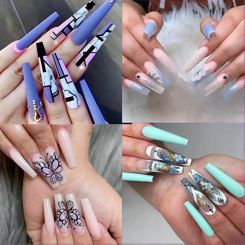 Clear Nail Tips Acrylic Nails - Coffin Nail Tips Professional Nail Tips Acrylic Nails Half Cover Clear Fake Nail Tips Long Coffin Shaped False Nail Ti