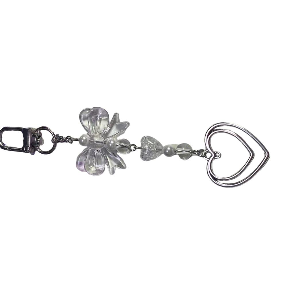 Bowknot Heart Pendant Cellphone Strap Phone Chain Detachable Bow Phone Lanyard Handmade Keychains for Wallet Bags