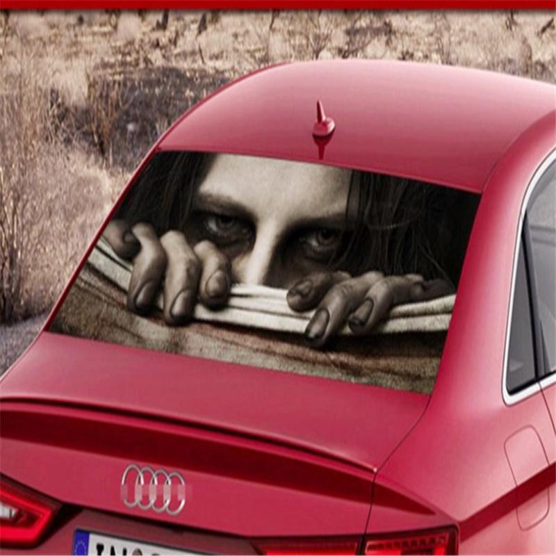 Autocollant 3D Halloween Crâne Pour Voiture - Adhésif Arrière Vitre 18x18cm, PVC, Facile à Poser Et Retirer