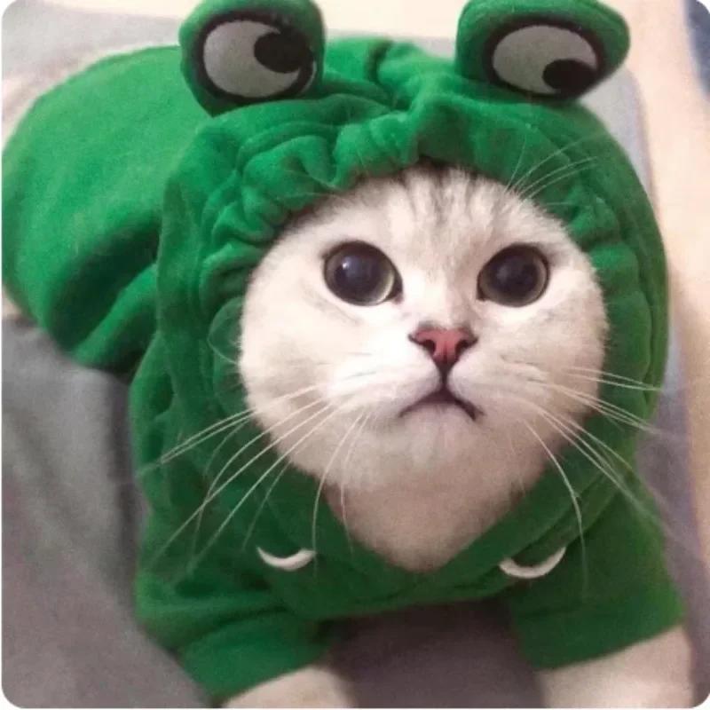 Dog Frog Shape Hoodies Pet Dog Cat Coats Winter Warm Cosplay Costume Pet Clothes Hooded Sweatshirt Suitable for S/M/L Dogs