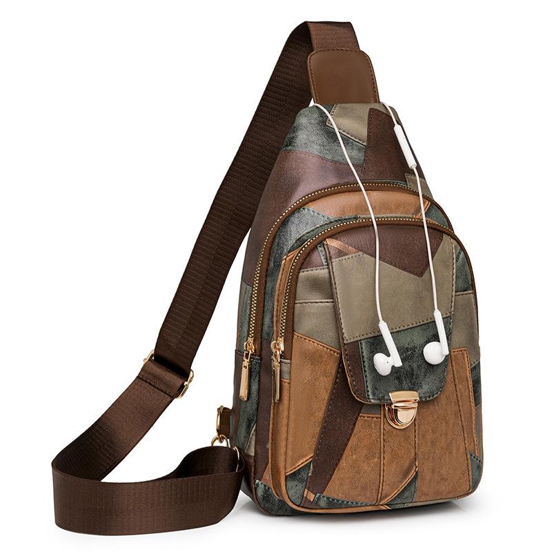 Genți mici de tip Sling pentru femei, genți crossbody din piele PU, rucsac cu buzunare multiple, rucsac cu curea reglabilă pentru chitară, borsetă, geantă de piept pentru femei