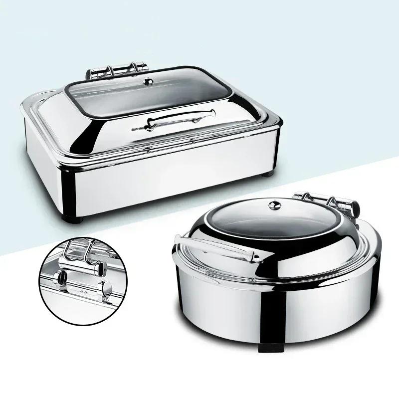Electric heating insulation furnace Hotel breakfast stove Square Buffet Furnace tableware Stainless steel hydraulic buffet stove