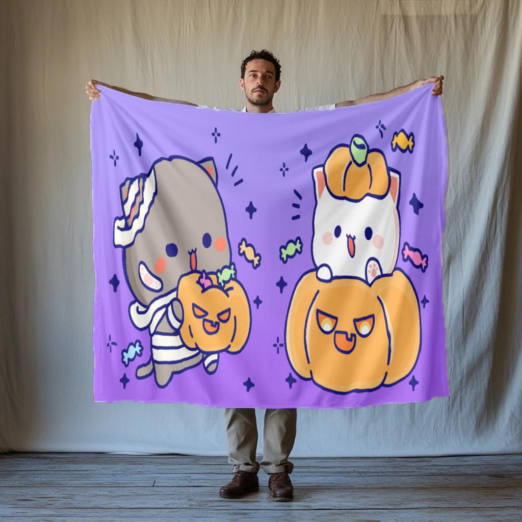 Lovely Cat Cartoon Thin Blanket Home Textile Flannel Soft Warm Throw Blanket Bedding Sofa Cover for sweethearts Kids Gift