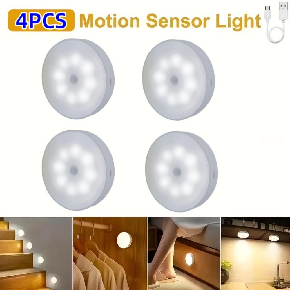 2/4pcs of Magnetic Motion-Sensing Night Lights, USB Charging, Office Lights, Closet Lights, Cabinet Lights, Wine Cabinet Light