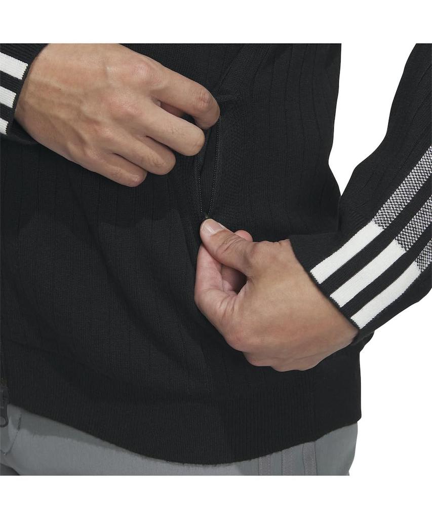 Sweter z podszewką wiatroodporny z długim rękawem Three Stripes Biały [Adidas] Odzież środkowa (Sweter, Bluza) J/L
