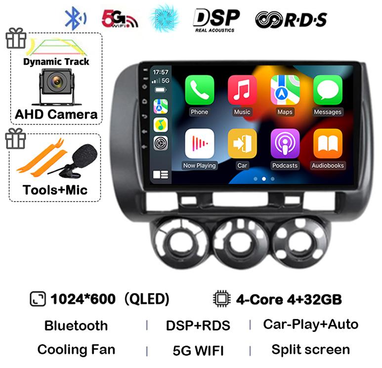 

Android 14 Carplay Car Radio For Honda Fit Jazz City 2002 2003 2004 2005 2006 2007 Multimedia Video Player GPS Stereo Head Unit