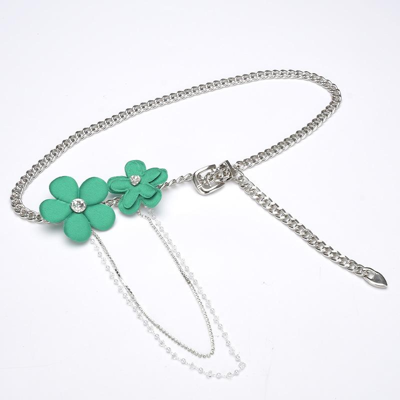 Rose Flower Metal Belt Women's Waist Chain Suit High-end Accessories Niche Design Dress Decorative Waist Seal Women