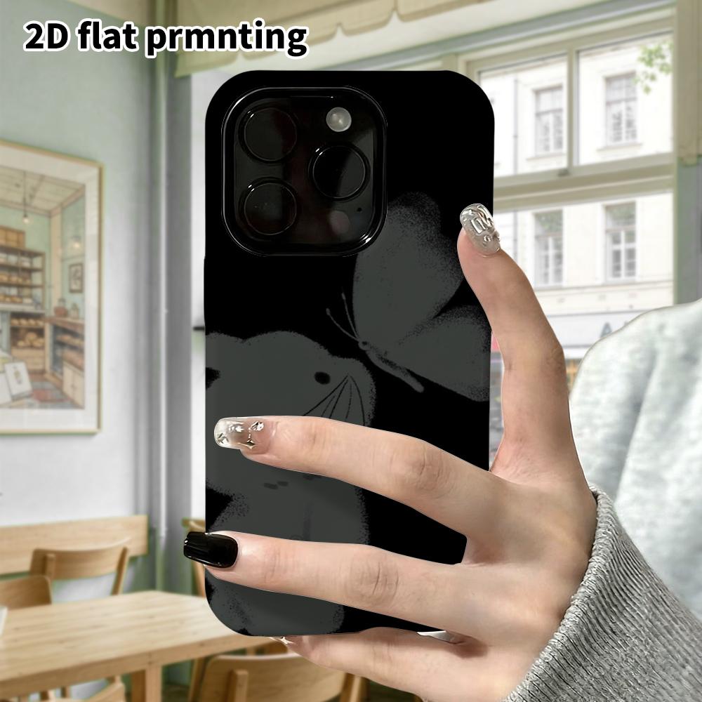 Phone Case: 2D flat, suitable for iPhone 18 17 16 15 14 13 12Pro protective case, black cat and butterfly, perfect Christmas and Halloween holiday gif