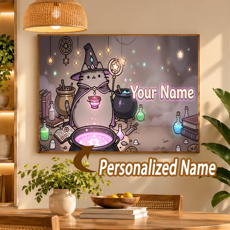 Custom Name Pusheen 5D Diamond Painting Personalized Full Drill Diamond Art Kit Gift