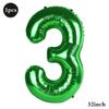 32 Inch Green Number Foil Balloons 0-9 Jungle Safari Theme Soccer Party Decor Kid Boy 1st Birthday Dinosaur Baby Shower Supplies