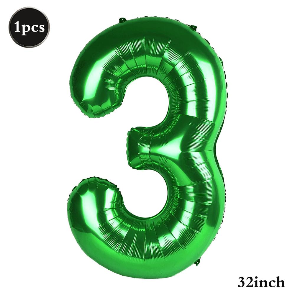 32 Inch Green Number Foil Balloons 0-9 Jungle Safari Theme Soccer Party Decor Kid Boy 1st Birthday Dinosaur Baby Shower Supplies
