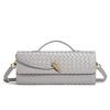 [Exclusive] Horizontal Woven Organ Bag, Trendy Portable Messenger Bag, New Soft Leather Baguette Women'S Bag