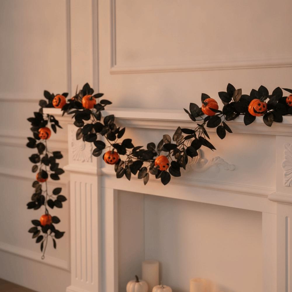 Reusable Artificial Black Rose Vine Flexible Spooky Gothic Wreath Staircase Handrail