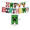 Minecraft Mosaic Pixel Theme Party Flags & Cake Toppers