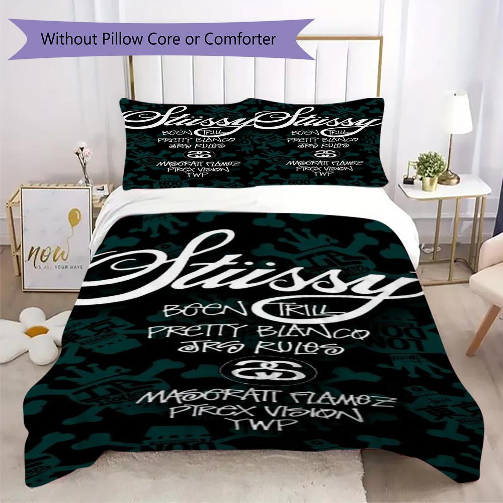 Black White Dice Logo 3Pcs Bedding Set, Retro Hanging Dice Street Duvet Cover & 2 Pillowcases