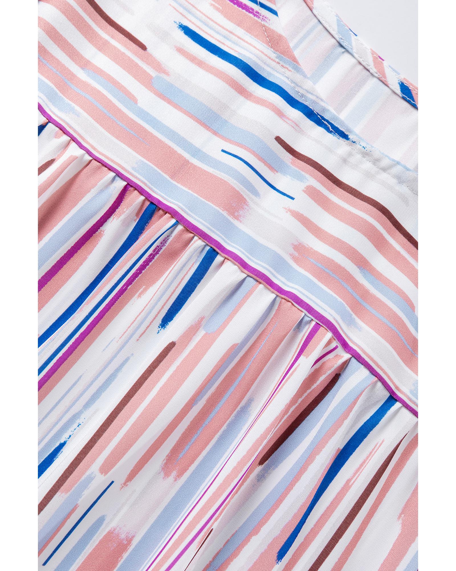 

Azura Exchange White Multicolor Striped Splash Half Sleeve Blouse XL білий