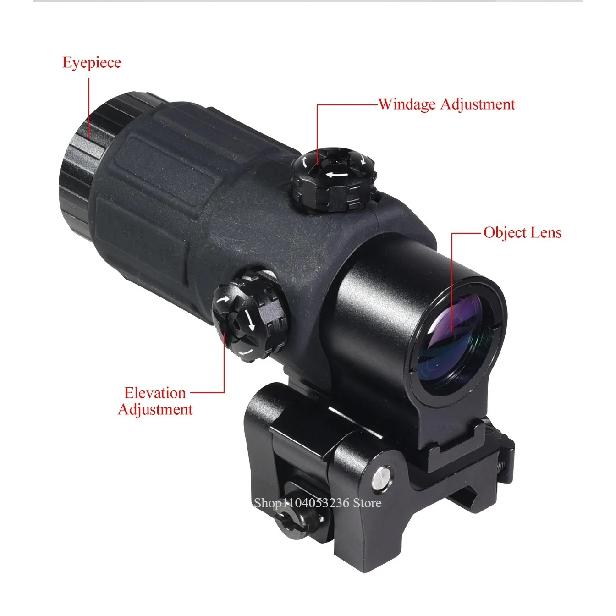 Tactical E*t*ch G33 G43 G45 Sight Fixed 3X 5X Magnifier Scope with Quick Disassembly and Flipping for Airsoft Hunting Collimator