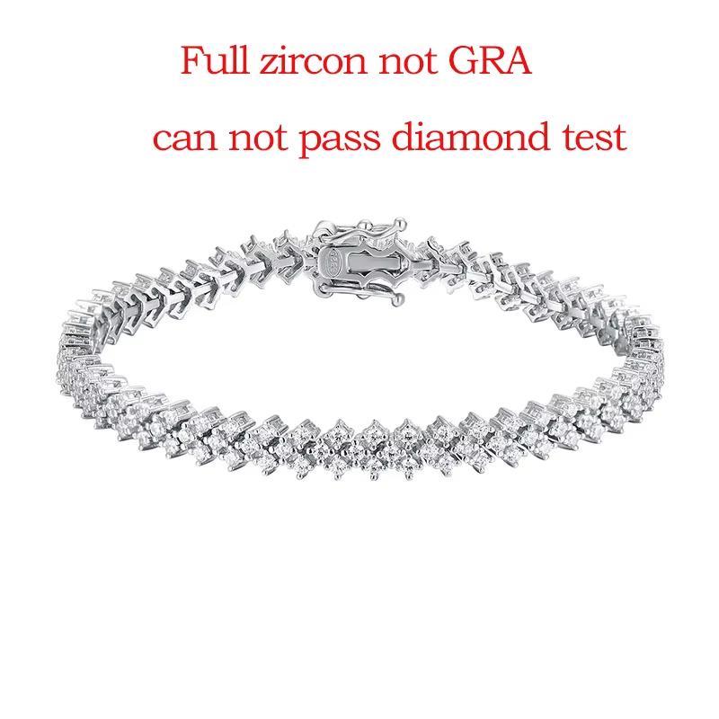 

Smyoue 15-20CM 100% Real Moissanite Tennis Bracelets for Women Men s Hip Hop Silver 925 Chain Simulated Diamond Jewelry 15CM