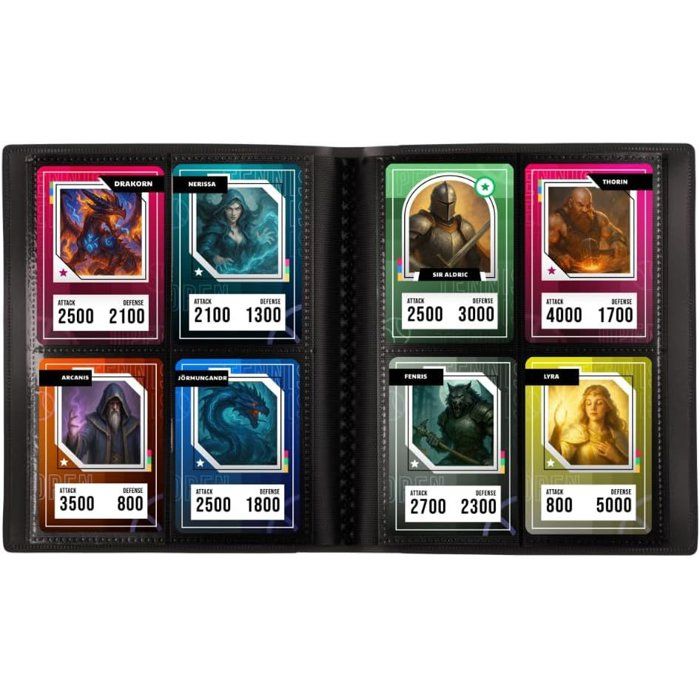 Mini album 160 cartes a collectionner - Konix - 4 pochettes 63 x 88 mm par page - Magic The Gathering, Pokémon, Yu-Gi-Oh! - Noir