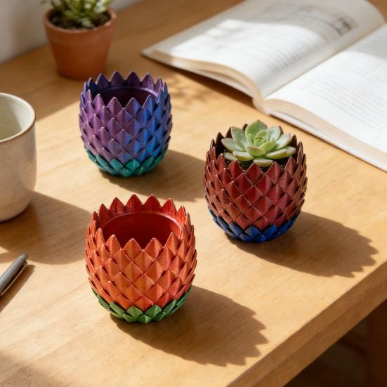 Doniczka ze Skalą Smoka z Podstawką Wewnątrz Na Zewnątrz Sukulenty Rośliny Ziołowe Doniczka Pojemnik z Otworami Drenażowymi Wystrój Domu Balkonu Ogrodu