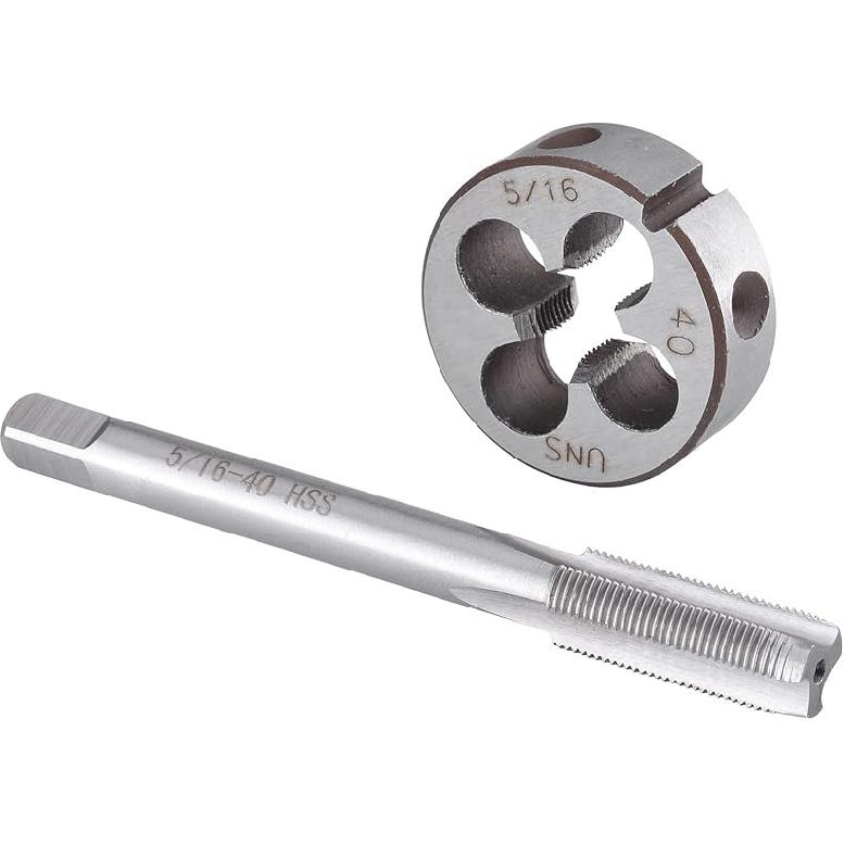 Burkit 5/16"-20 UN Tap and Die Set, 5/16 x 20 UN Machine Thread Tap and Round Die Right Hand