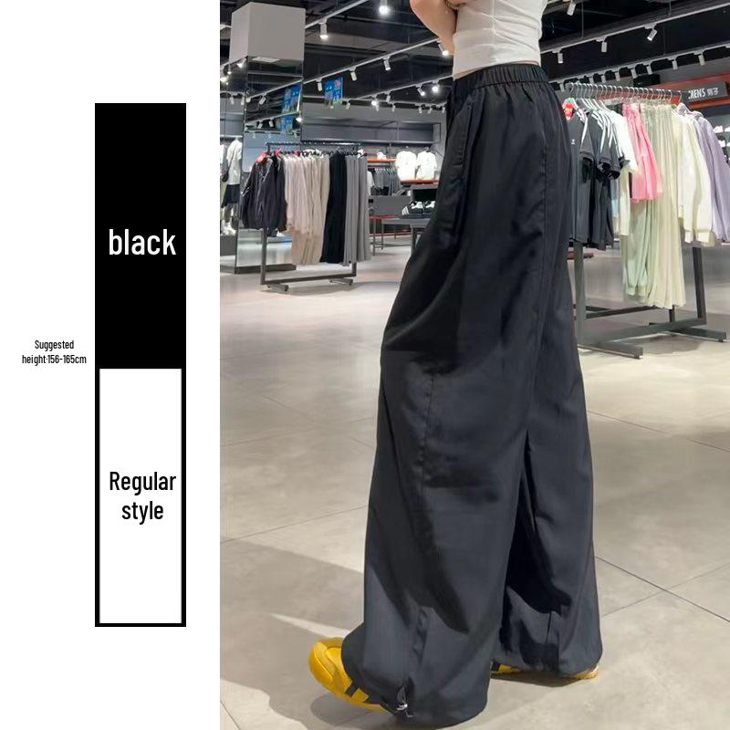 

Women s Blue Ice Silk Cotton Wide-Leg Pants, Summer 2025 High-Waist Straight Draped Style XS (recommended 60-79 jin)