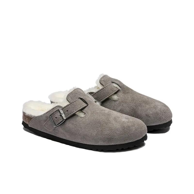 Birkenstock Boston Unisex Suede Leather Rubber Sole Casual Clogs Gray Regular Fit 1017650 39