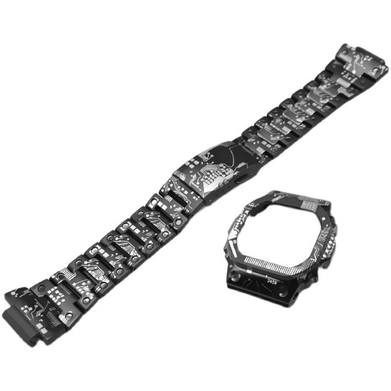 Titanium Alloy Strap For Casio GMW5610/DW5600 Circuit Board Titanium Alloy Modification Accessories, Small Square strapGMW-B5000