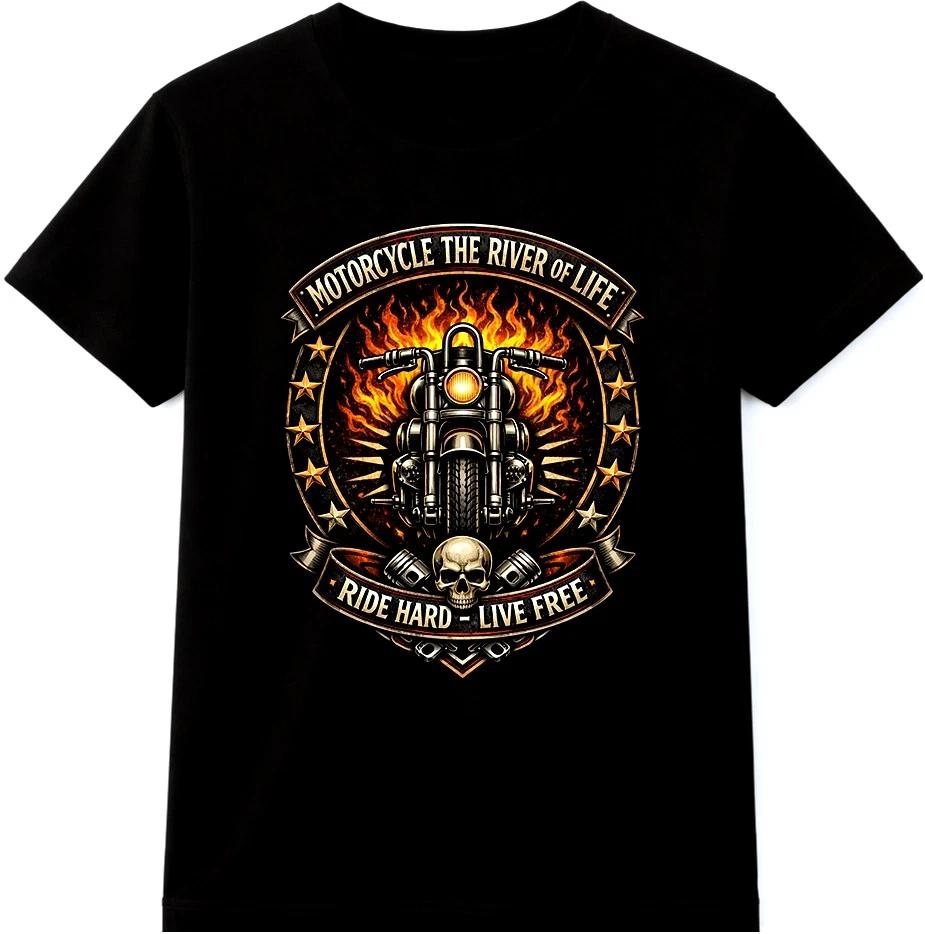 Футболка для мотоциклиста Череп Живи быстро Езди жестко Байкер Двигатель Винтажная Графическая футболка 2XL
