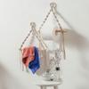 1pcWooden Stick Cotton Rope Paper Towel Holder Bedroom Bathroom Wall-Mounted Towel Rack Woven Style Homestay Decoration Hanging