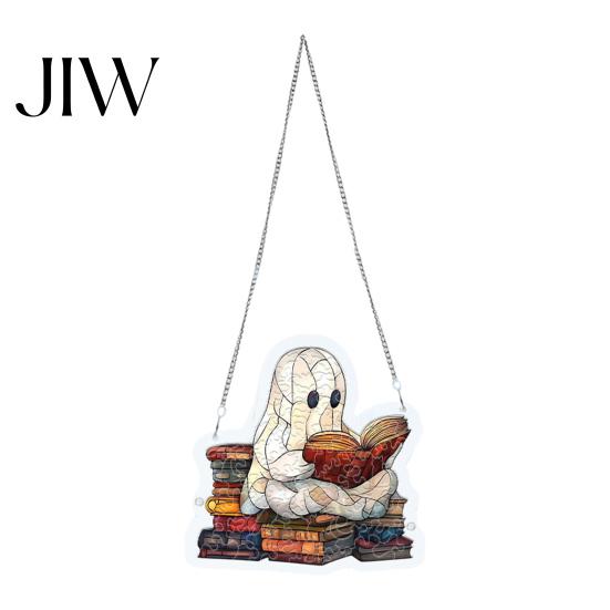 Helende Sfeer Decor Halloween Geest Acryl Puzzel Zonenvanger, Kleurrijk Raam Hangend Ornament, Gekleurd Herfst Oogst Huis Glas