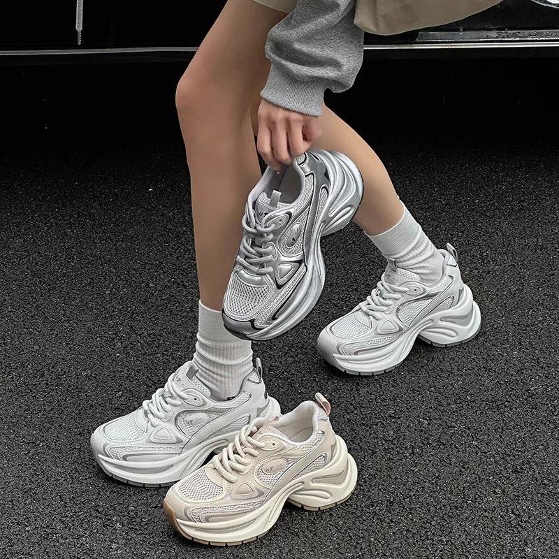 High-value small silver dad shoes women's autumn new heightening platform casual sports shoes