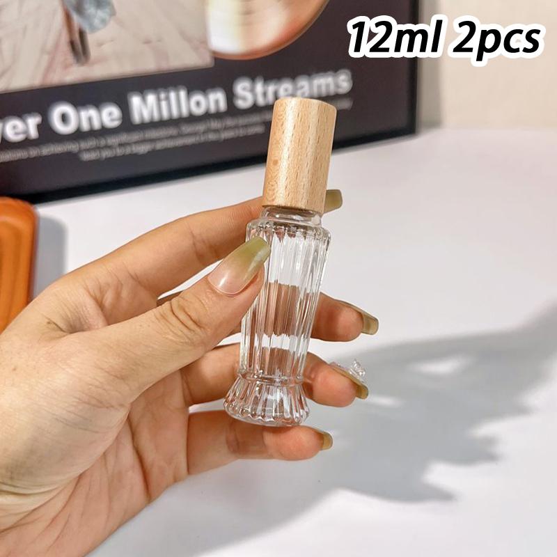 10Ml Wooden Cap Spray Bottle Clear Glass Spray Bottle Perfume Sample Vials Portable Refillable Cosmetic Empty Atomizer Gold Cap