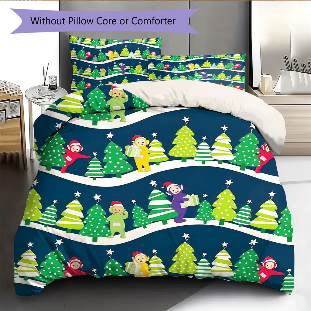 Teletubbies Pattern Bedding Quilt Set  Home Decoration  Gift (1 * duvet cover + 2 * pillowcase  without core)