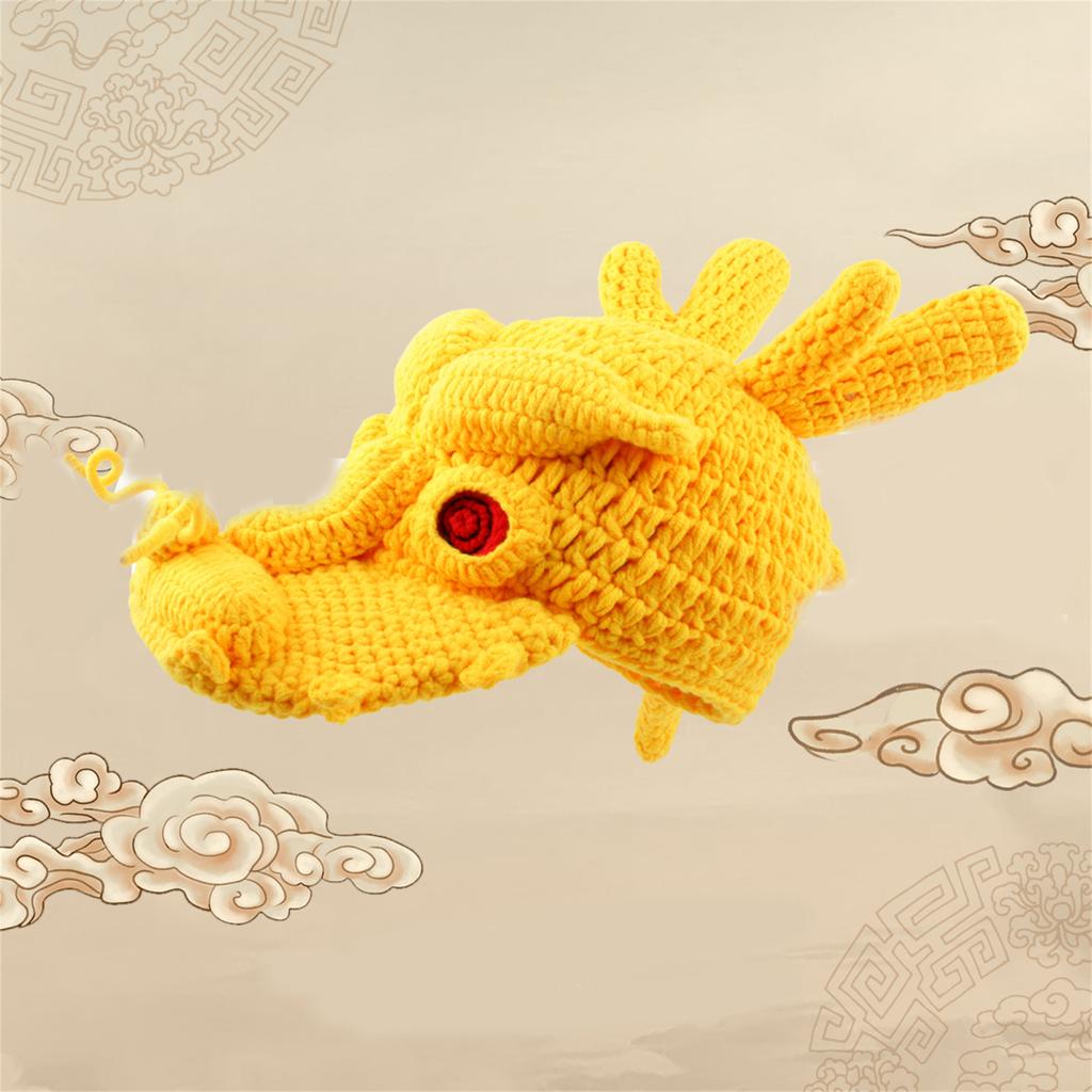 Halloween Funny Hat Knit Dragon Head Shape Hat Fun Crazy Hats Christmas Accessory Carnival Party Cute Hat for Adults