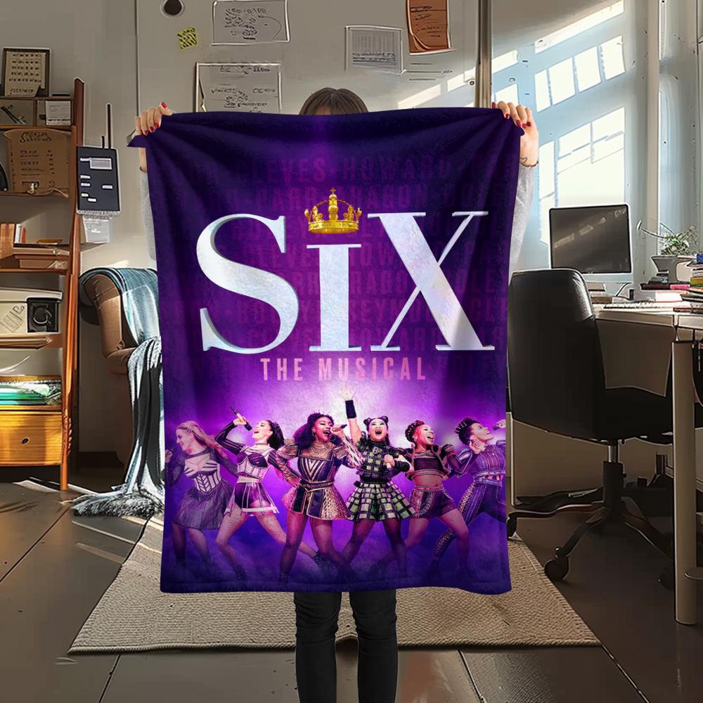 1PC SIX the Musical Print Flannel Blanket, High quality Comfortable for All Seasons, Home Decor, Warmth and Comfort, Perfect for Christmas Gifts164