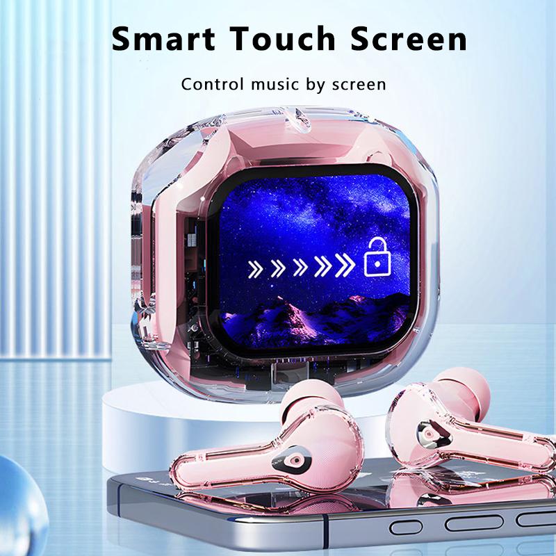 VAORLO Smart Touch Screen Earphones Bluetooth 5.4 Headphone Painless Wear Noise Cancel Headset HiFi Stereo With Microphone Touch Control