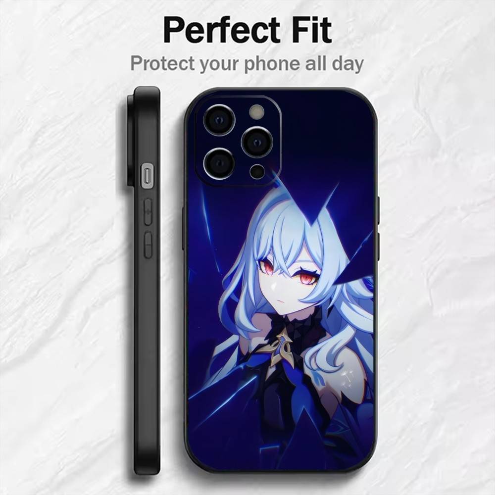 G-Genshin S-Skirk-k Phone Case For iPhone17,16,15,14,13,12 Plus,Max Soft Silicone Black Cover iPhone15pro