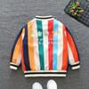 2-10T Kid Fashion Jacket for Kid Boy Coat Spring Autumn Baseball Uniform Stripe Letter Print Outerwear Baby Girl Child Clothes