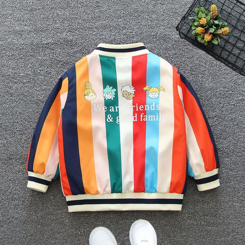 2-10T Kid Fashion Jacket for Kid Boy Coat Spring Autumn Baseball Uniform Stripe Letter Print Outerwear Baby Girl Child Clothes