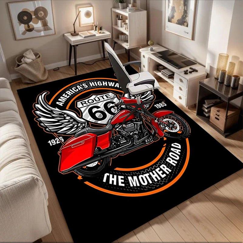 

Футболка с мотоциклом Route 66 - Дорога Америки ТройникКоврик для офиса Домашний декор Офисный стол Стул Ковры Ковер для стула для офиса Подкладка под стул Подарок для H 60cm by 90cm
